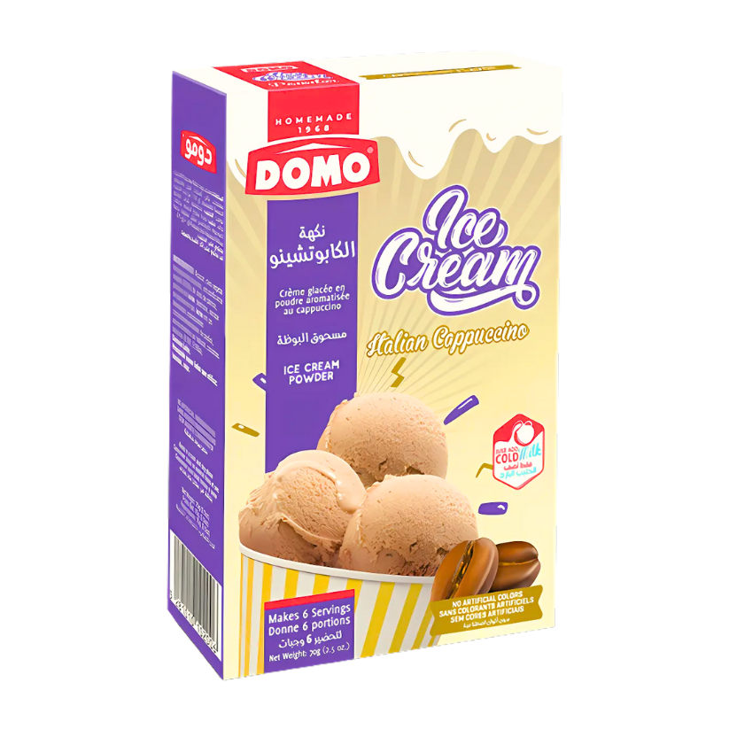 Domo Ice Cream Powder Italian Cappuccino Flavor - 6 Servings - دومو مسحوق البوظة بنكهة الكابوتشينو الإيطالي