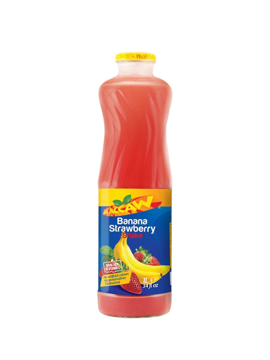 Maccaw banana strawberry shake 1L juice عصير ماكاو فرواله وموز