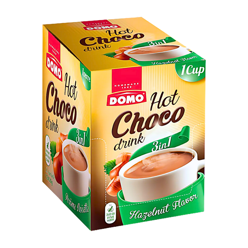 Domo Hot chocolate Hazelnut box -12pcs- دومو هوت شوكلت بندق بوكس