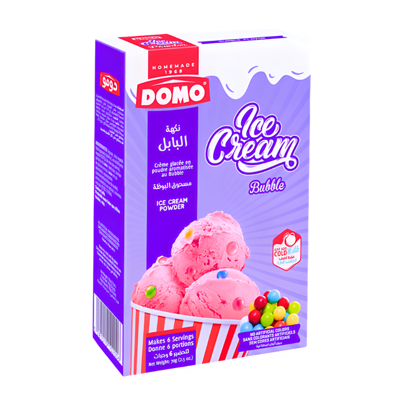Domo Ice Cream Powder Bubble Flavor - 6 Servings - دومو مسحوق البوظة بنكهة البابول