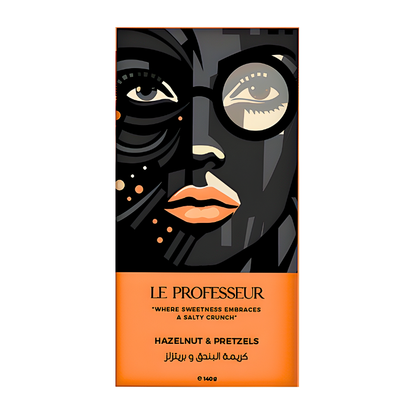 Le Professeur Pretzels & Hazelnut Chocolate Bar 140 Gr