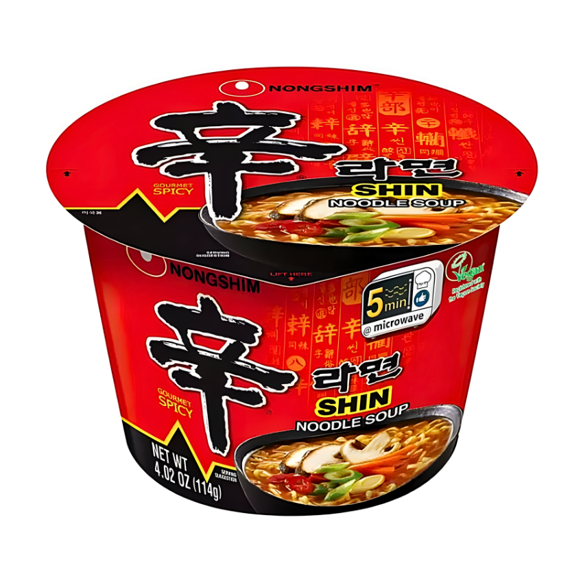 Nongshim Shin Cup Korean Noodles Gourmet Spicy 114g - نودلز نونغشيم شين بكوب كوري فاخرة حارة 114 غ